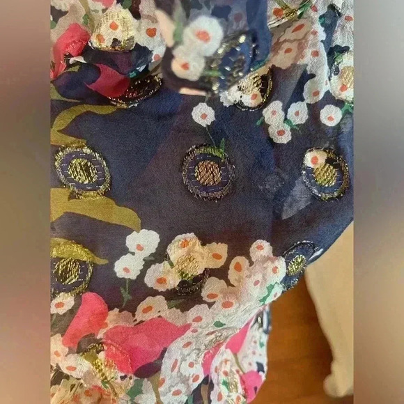 VTG Y2k silk floral babydoll Flutter Sleeve top romantic fairy coquette whimsy 6 - Picture 13 of 13